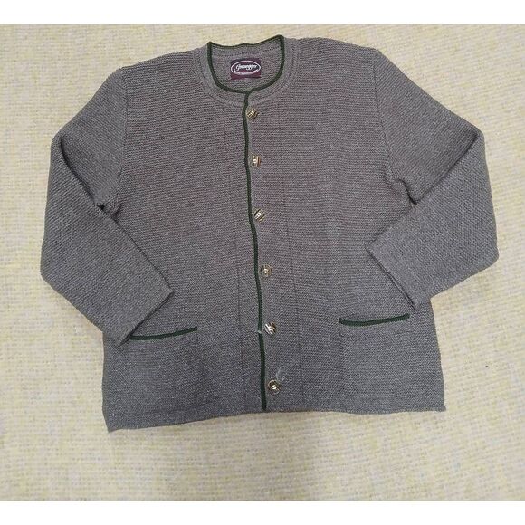 Grasegger womens large THICK FISHERMAN wool mocha brown sweater jacket - Picture 1 of 8